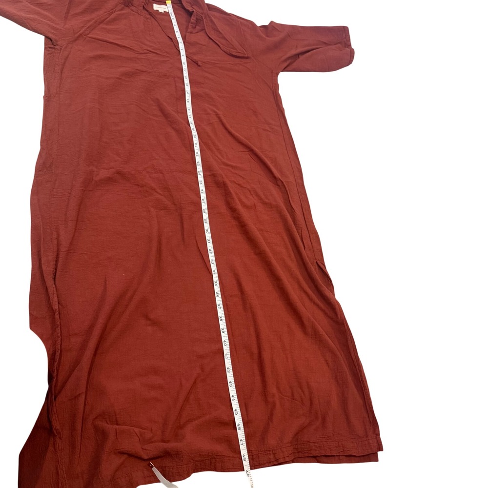 Honorine Rust Cotton Gauze Hooded Tunic Dress Resort Beach Cover Up Size S - Picture 7 of 7